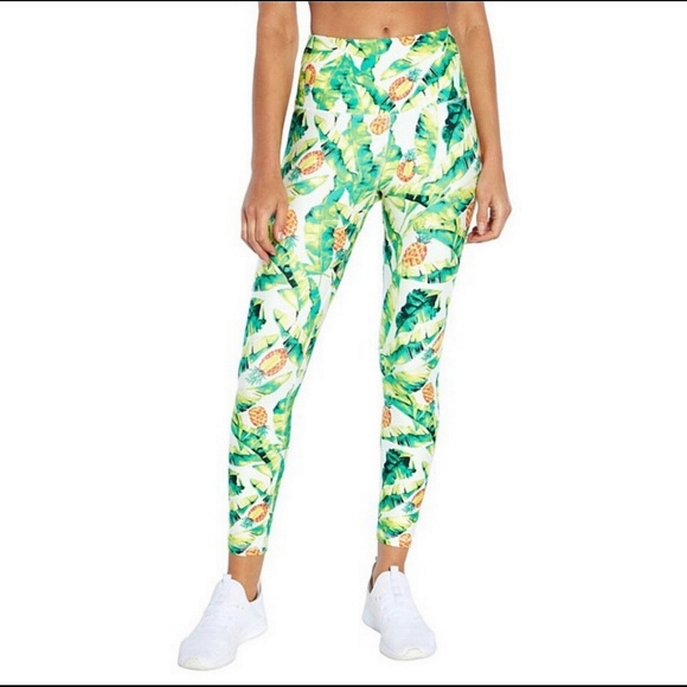 Wildfox Palms and Pineapples 7/8 Active Tropical Leggings NWT Women's Size Small